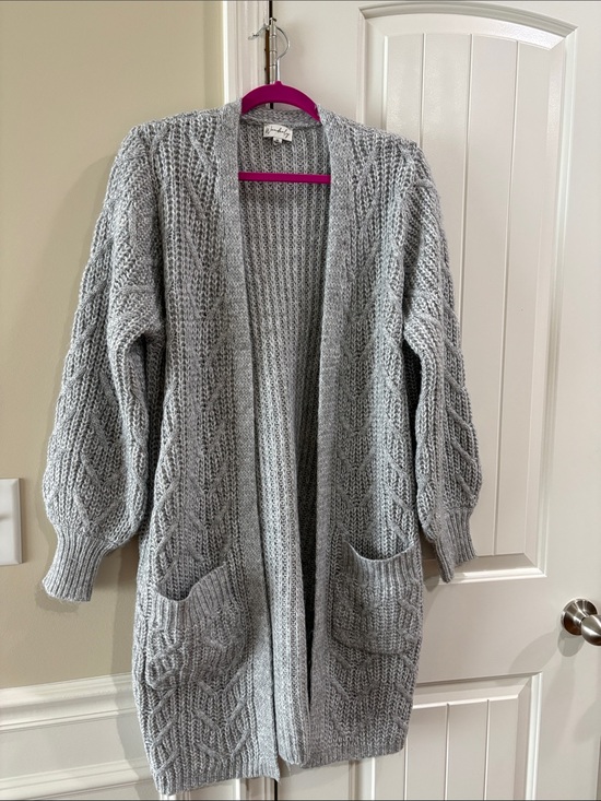Wonderly Sweaters - Cozy Open-Front Gray Cable Knit Cardigan Sweater NWOT